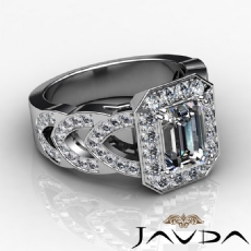 Designer Shank Halo Pave diamond  18k Gold White