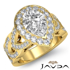 Designer Shank Halo Pave diamond Ring 18k Gold Yellow