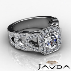 Designer Shank Halo Pave diamond  14k Gold White