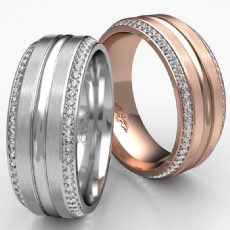 Matte & Polished Finish Round Diamond Mens Eternity Wedding Band 14k Rose Gold  (0.4Ct. tw.)