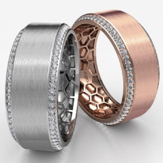 Matte Finish Round Diamond Eternity Men's Wedding Band 14k Rose Gold  (0.75Ct. tw.)