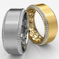 Matte Finish Round Diamond Eternity Men's Wedding Band 18k Gold Yellow  (0.75Ct. tw.)