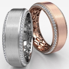 Honeycomb Matte Round Diamond Eternity Men's Wedding Band 14k Rose Gold  (0.75Ct. tw.)