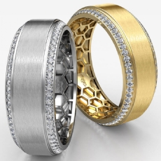 Honeycomb Matte Round Diamond Eternity Men's Wedding Band 18k Gold Yellow  (0.75Ct. tw.)