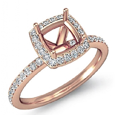 Diamond Engagement Ring Cushion Shape Semi Mount 14k Rose Gold Halo Setting (1Ct. tw.)