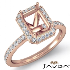 Emerald Shape Diamond Engagement Halo Setting Ring Semi Mount 14k Rose Gold (1Ct. tw.)
