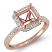 1Ct Diamond Engagement Asscher Cut Ring 14k Rose Gold Halo Setting Semi Mount - javda.com 