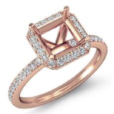Diamond Engagement Asscher Cut Ring 14k Rose Gold Halo Setting Semi Mount (1Ct. tw.)