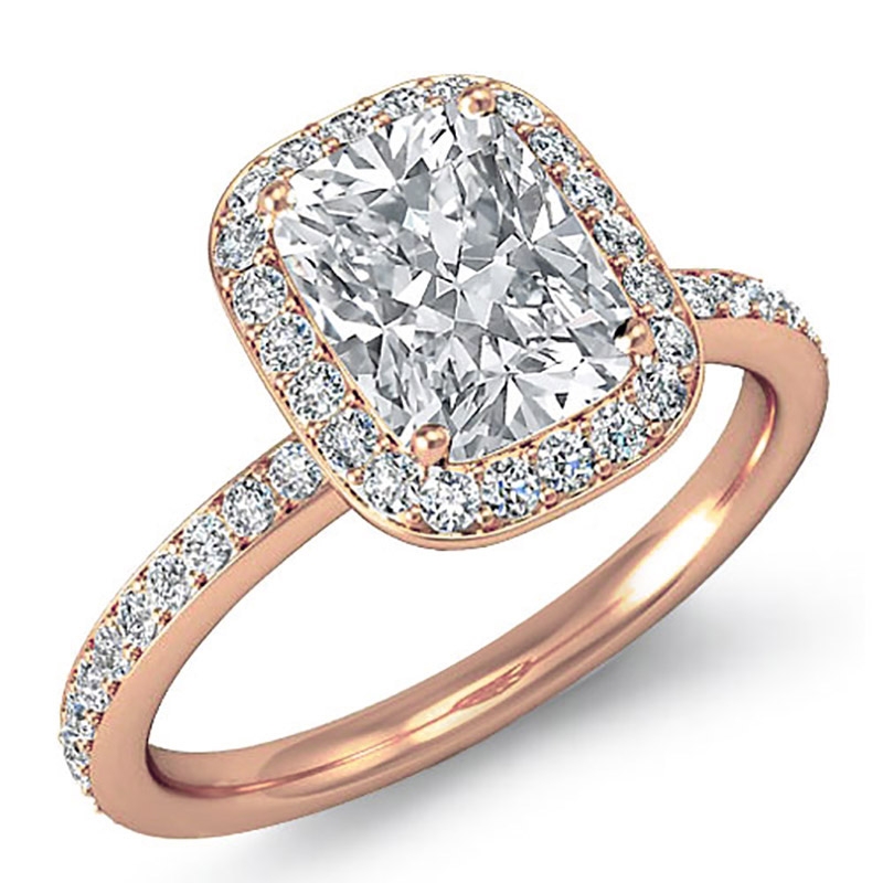 Eternity Basket Halo Pave Set diamond Ring 18k Rose Gold