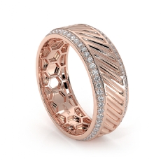 Diagonal Cut Round Diamond Eternity Mens Wedding Band 14k Rose Gold  (0.9Ct. tw.)