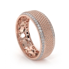 Diamond Cut Carved Round Diamond Eternity Men Wedding Band 14k Rose Gold  (0.9Ct. tw.)