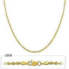 14k Yellow Gold Diamond Cut Rope Hip Hop Chain Mens Necklace (2.50mm,18