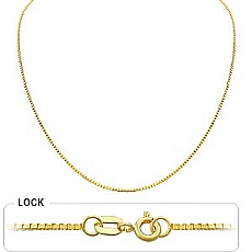 14k Yellow Gold New Solid Box Chain Necklace (1.2mm,18