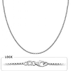 14k White Gold Women's Box Chain (1.4mm,18
