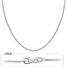 14k White Gold Women's Box Chain (1.2mm,18