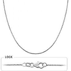 14k White Gold Women's Box Chain (1mm,18