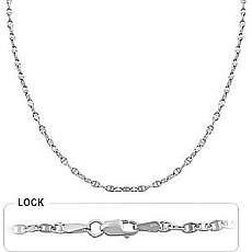 14k White Gold Womens Mariner Chain Necklace (2mm,18