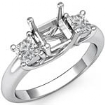 Three Stone Princess Diamond Engagement Ring Semi Mount Setting Platinum 0.8Ct