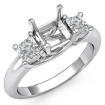 3 Stone Princess Diamond Engagement Ring Semi Mount Platinum 950 0.8Ct - javda.com 