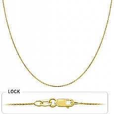 14k Yellow Gold Women's Wheat Chain (0.7mm,18
