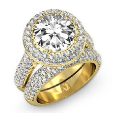 Duet Halo Pave Bridal Set diamond Ring 18k Gold Yellow