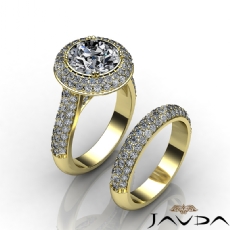 Duet Halo Pave Bridal Set diamond  18k Gold Yellow