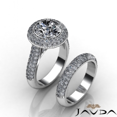 Duet Halo Pave Bridal Set diamond Ring 18k Gold White