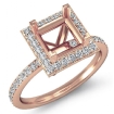 1Ct Diamond Engagement Ring Princess Cut Semi Mount 14k Rose Gold Halo Setting - javda.com 