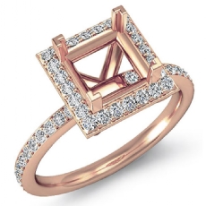 Diamond Engagement Ring Princess Cut Semi Mount 14k Rose Gold Halo Setting (1Ct. tw.)
