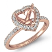 1Ct Diamond Engagement Heart Ring 14k Rose Gold Halo Semi Mount - javda.com 