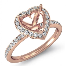 Diamond Engagement Heart Ring 14k Rose Gold Halo Semi Mount (1Ct. tw.)