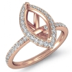 1Ct Diamond Engagement Marquise Shape Ring 14k Rose Gold Halo Setting SemiMount - javda.com 