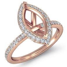 Diamond Engagement Marquise Shape Ring 14k Rose Gold Halo Setting SemiMount (1Ct. tw.)