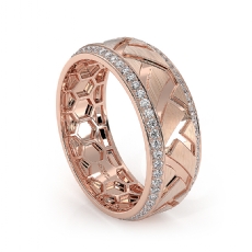 Zig-zag Center Round Diamond Eternity Mens Wedding Band 14k Rose Gold  (0.9Ct. tw.)