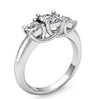 Three Stone Princess Diamond Engagement Ring Semi Mount Setting Platinum 0.8Ct