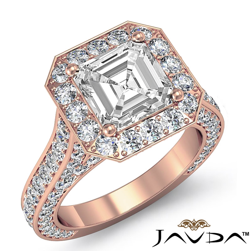 Halo Micro Pave Bridge Accent diamond Ring 14k Rose Gold