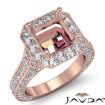 Diamond Engagement Asscher Semi Mount Halo Setting Ring 18k Rose Gold 2.1Ct - javda.com 