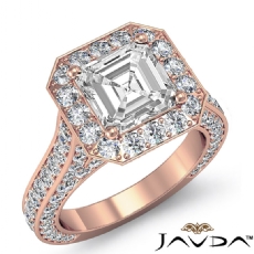 Cathedral Halo Micro Pave diamond Ring 14k Rose Gold