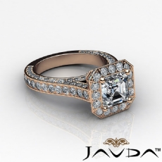 Cathedral Halo Micro Pave diamond Ring 14k Rose Gold