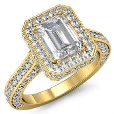 Circa Halo Side-Stone Pave diamond Ring 18k Gold Yellow