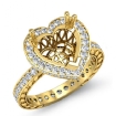 Heart Cut Halo Pave Diamond Engagement Semi Mount Ring in 14k Yellow Gold 1Ct - javda.com 