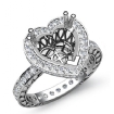 Heart Cut Halo Pave Diamond Engagement Semi Mount Ring in 18k White Gold 1Ct - javda.com 