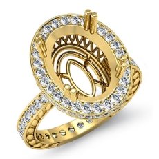 Diamond Engagement Ring Oval Semi Mount 14k Gold Yellow Halo Pave Setting (1Ct. tw.)