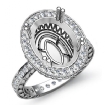 1Ct Diamond Engagement Ring Oval Semi Mount 14k White Gold Halo Pave Setting - javda.com 
