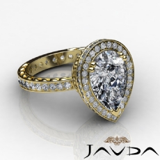 Petal Engraved Circa Halo diamond Ring 18k Gold Yellow