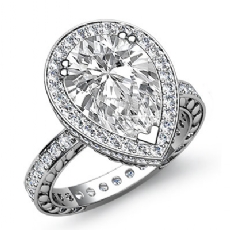 Petal Engraved Circa Halo diamond Ring Platinum 950