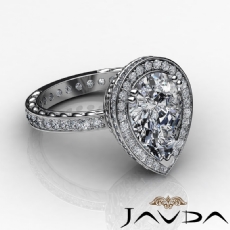 Petal Engraved Circa Halo diamond Ring 18k Gold White
