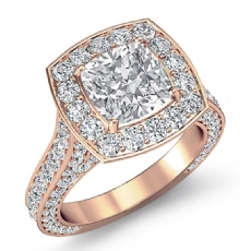 Bridge Accent Petite Halo Pave diamond Ring 18k Rose Gold
