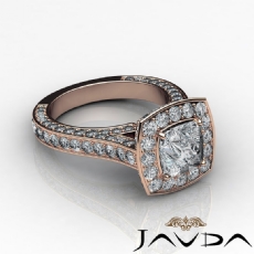 Bridge Accent Petite Halo Pave diamond Ring 14k Rose Gold