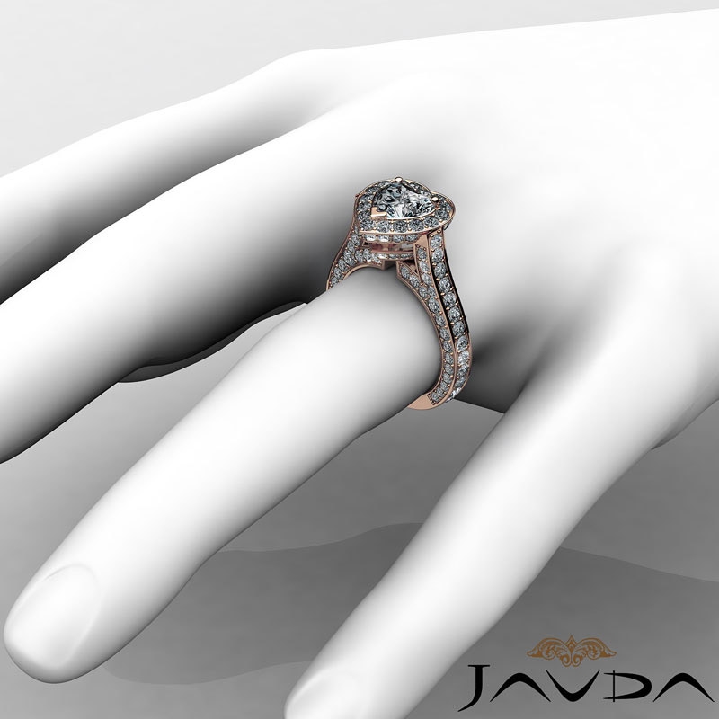 Halo Micro Pave Bridge Accent diamond Ring 14k Rose Gold